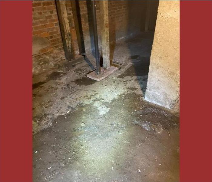 A Saratoga basement with water damage from a storm.