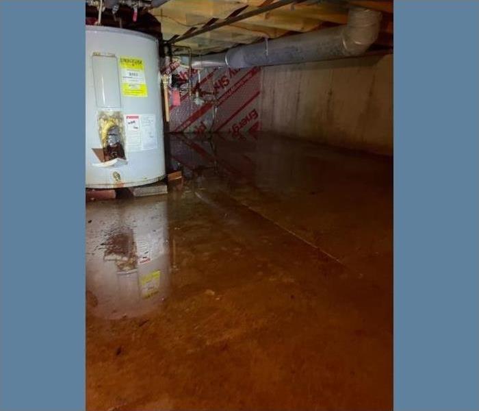 A flooded basement after a storm in Saratoga.